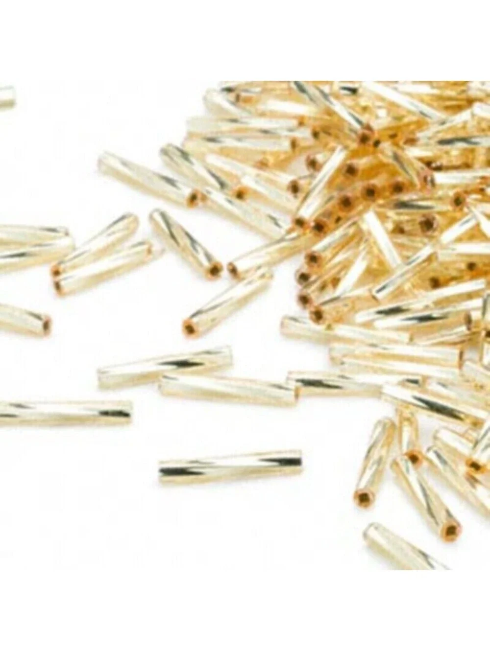 Bulk Japanese Twisted Hex Cut Glass 12mm Long Gold Tube Beads Miyuki 100 pcs